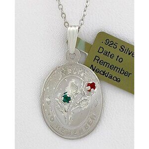 A Date To Remember Lab Created Ruby & Emerald Pendant Necklace .925 Silver